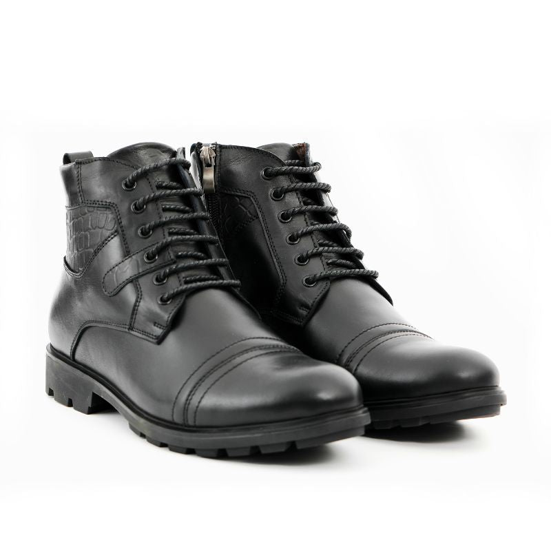 Texas Noir Leather Boots for Men